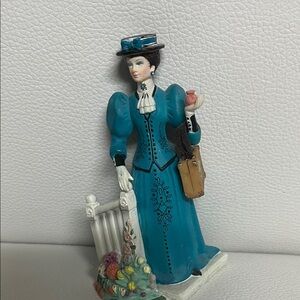 #27. Small Avon Teal Victorian Lady Figurine